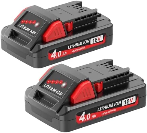 worthmah 2 pack 40ah 18v batteries replace for milwaukee m18 battery lithium lon 48 11 1815 48 11 1840 compatible with m18 milwaukee battery charger and 18 volt cordless power tools